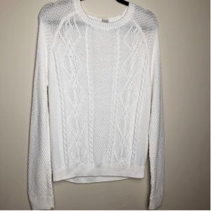 Forever 21 White Knit Sweater Size M